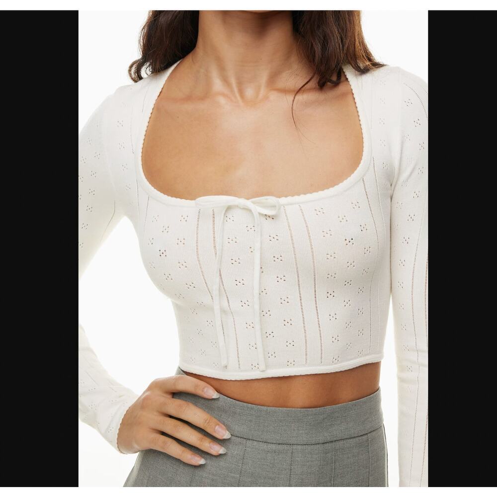 Sunday Best Aritzia Butterfly Sweater Blouse white Square neck sz S